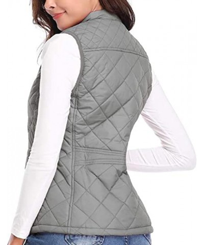 Puffer Vest Women Fashion Sherpa Lined Waistcoat Winter Thick Warm Sleeveless Jacket Cardigan Fall Puffer Coat Gray $9.03 Vests