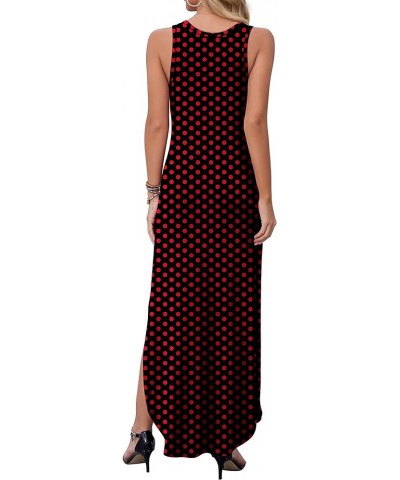 Women's Sleeveless Summer Long Slit Casual Solid Floral Print Maxi Dress with Pocket B16 Fp Pd Red Black $12.00 Dresses