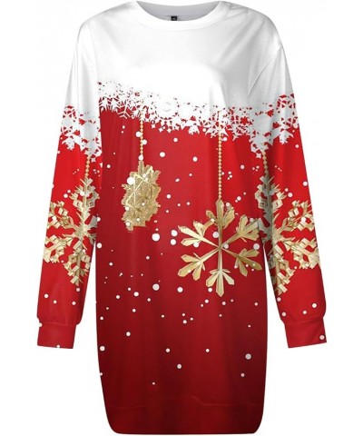 Ugly Christmas Sweater Dress, Winter Fashion Cute Snowman Warm Plus Size Dresses Long Sleeve Sexy Casual Mini Dress 05-red $1...