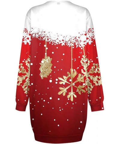 Ugly Christmas Sweater Dress, Winter Fashion Cute Snowman Warm Plus Size Dresses Long Sleeve Sexy Casual Mini Dress 05-red $1...