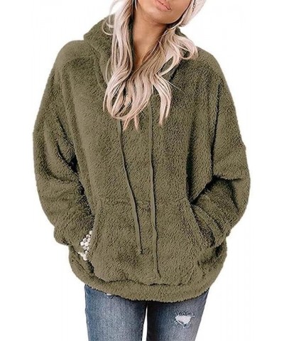 Women's Sherpa Fleece Jacket Casual Long Sleeve Zipper/Pullover Hooded Jacket Winter Plush Thick Coat B03-army-green $9.89 Ja...