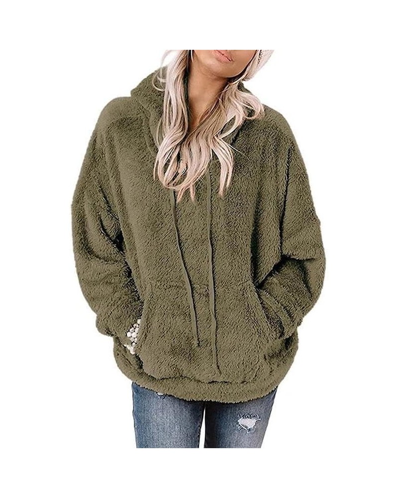 Women's Sherpa Fleece Jacket Casual Long Sleeve Zipper/Pullover Hooded Jacket Winter Plush Thick Coat B03-army-green $9.89 Ja...