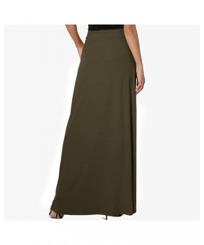 High Waist Drawstring Maxi Skirt for Women Solid Color Loose Bodycon Skirts Lightweight Ankle Length Skirt A-green $8.17 Skirts