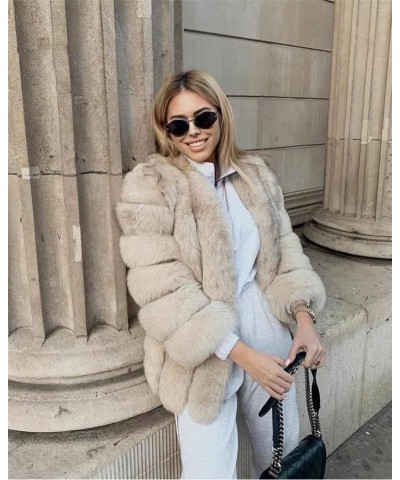 Women's Collar Warm Coat Winter Thickened Long Sleeve Faux Fur Coat 2XL-bust 104cm Iron Gray $64.07 Coats