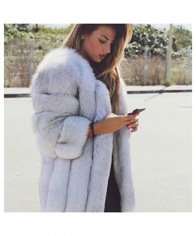 Women's Collar Warm Coat Winter Thickened Long Sleeve Faux Fur Coat 2XL-bust 104cm Iron Gray $64.07 Coats