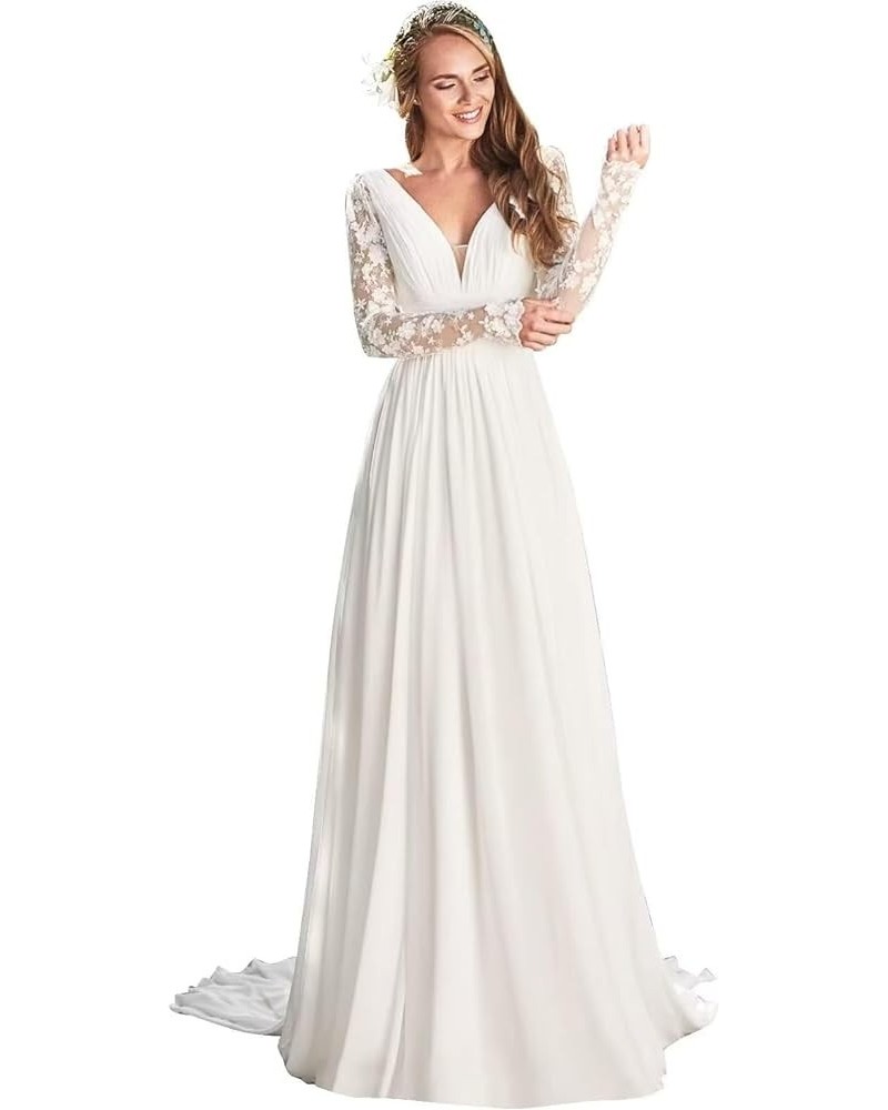 Princess Lace Off Shoulder Wedding Dress for Bride 2023 Long Sleeves Ball Gown Bridal Dresses An- Ivory $41.80 Dresses