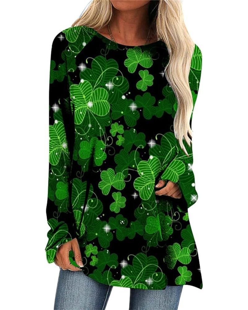 Saint Patricks Day Shirts Women 2024 Shamrock Tops 3/4 Sleeve Crewneck Slim Fit Shirts H007 Dark Green $10.44 Socks