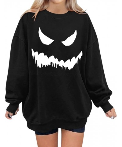 Halloween Sweatshirts For Women,2023 Fall Fashion Cute Pumpkin Graphic Long Sleeve Top Ghost Face Printed Shirt G-black $7.61...