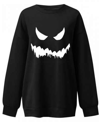 Halloween Sweatshirts For Women,2023 Fall Fashion Cute Pumpkin Graphic Long Sleeve Top Ghost Face Printed Shirt G-black $7.61...