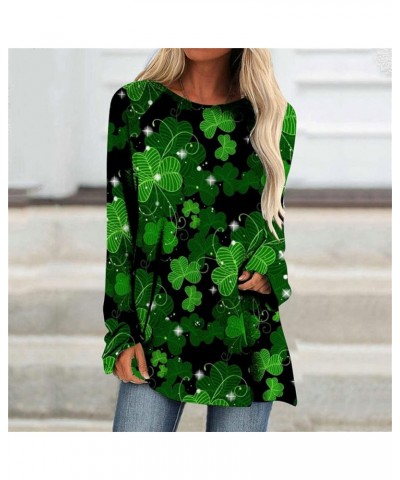 Saint Patricks Day Shirts Women 2024 Shamrock Tops 3/4 Sleeve Crewneck Slim Fit Shirts H007 Dark Green $10.44 Socks