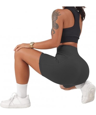 Women V Cross Workout Shorts High Waist Booty Biker Shorts with Pockets 5" Tummy Control Yoga Shorts Black $9.96 Activewear