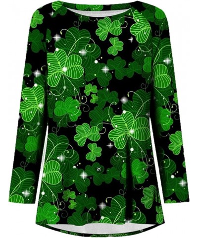 Saint Patricks Day Shirts Women 2024 Shamrock Tops 3/4 Sleeve Crewneck Slim Fit Shirts H007 Dark Green $10.44 Socks