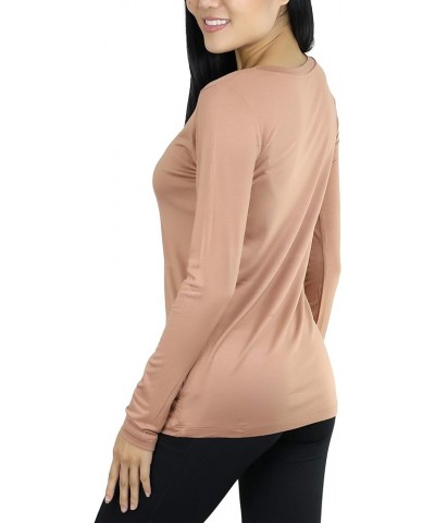 Women’s Classic Timeless Layering V-Neck Long Sleeve Top Eggshell $9.15 T-Shirts