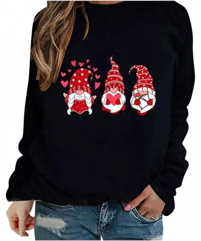 Valentine's Day Sweatshirt Women Funny Cute Heart Graphic Valentines Shirt Casual Valentines Long Sleeve Pullover Top Black03...