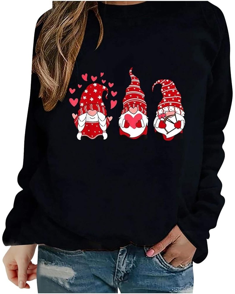 Valentine's Day Sweatshirt Women Funny Cute Heart Graphic Valentines Shirt Casual Valentines Long Sleeve Pullover Top Black03...