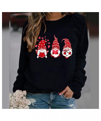 Valentine's Day Sweatshirt Women Funny Cute Heart Graphic Valentines Shirt Casual Valentines Long Sleeve Pullover Top Black03...