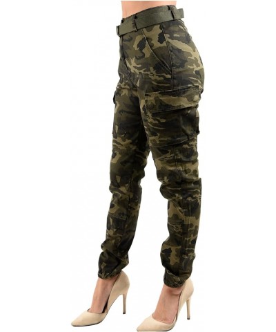 Women's High Waist Slim Fit Jogger Cargo Camo Pants for Women with Matching Belt Camo Cargo Olive Rjj2036 $22.79 Pants