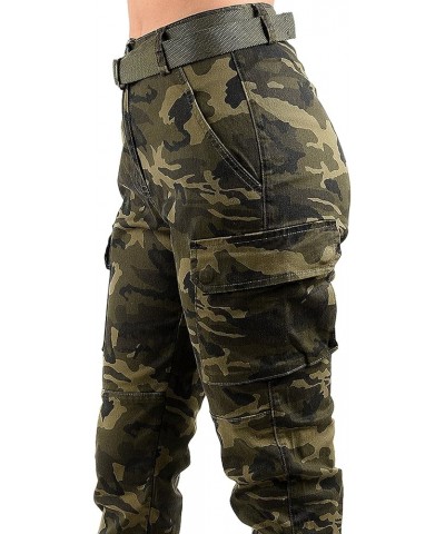 Women's High Waist Slim Fit Jogger Cargo Camo Pants for Women with Matching Belt Camo Cargo Olive Rjj2036 $22.79 Pants