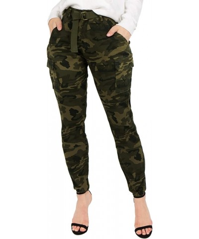 Women's High Waist Slim Fit Jogger Cargo Camo Pants for Women with Matching Belt Camo Cargo Olive Rjj2036 $22.79 Pants