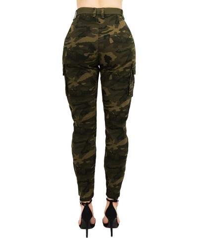 Women's High Waist Slim Fit Jogger Cargo Camo Pants for Women with Matching Belt Camo Cargo Olive Rjj2036 $22.79 Pants