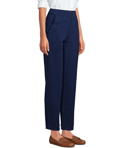 Women's Starfish High Rise Pintuck Straight Leg Elastic Waist Pull On Ankle Pants Deep Sea Navy $26.01 Pants