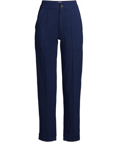 Women's Starfish High Rise Pintuck Straight Leg Elastic Waist Pull On Ankle Pants Deep Sea Navy $26.01 Pants