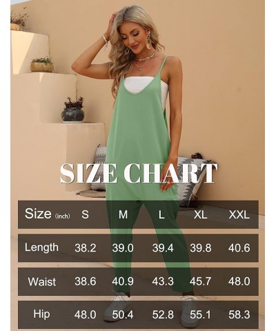 Women's Loose V Neck Jumpsuits Sleeveless Spaghetti Strap Long Pants Harem Overalls with Pockets Mintgreen $15.07 Overalls