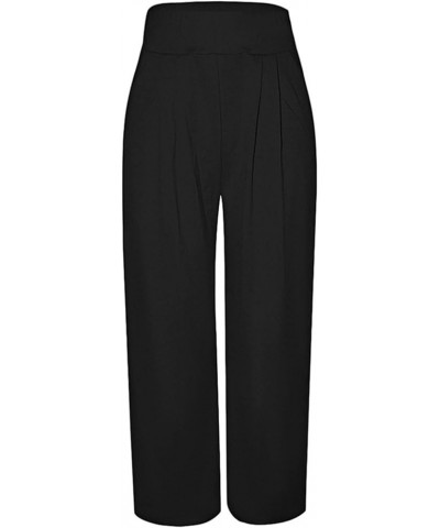 Women' s Causal Long Pants High Waist Wide Leg Stretchy Loose Fit Trousers with Pocket 2018-black $15.51 Pants