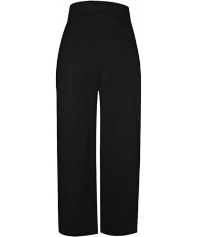 Women' s Causal Long Pants High Waist Wide Leg Stretchy Loose Fit Trousers with Pocket 2018-black $15.51 Pants