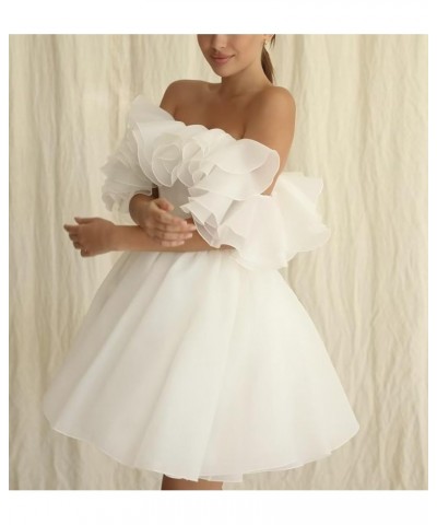 Off Shoulder Organza Short Prom Dresses Ruffles Puffy Homecoming Dresses A-line Evening Wedding Party Gowns for Women Sage $3...