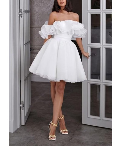 Off Shoulder Organza Short Prom Dresses Ruffles Puffy Homecoming Dresses A-line Evening Wedding Party Gowns for Women Sage $3...