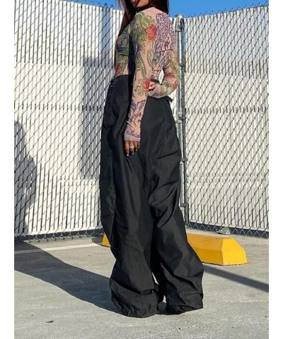 Drawstring Low Waist y2k Cargo Pants Baggy Straight Wide Leg Trousers E-Girls Harajuku Hiphop Streetwear Sweatpants Black 6 $...