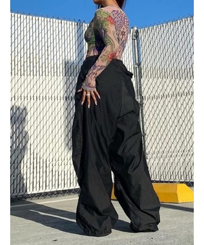 Drawstring Low Waist y2k Cargo Pants Baggy Straight Wide Leg Trousers E-Girls Harajuku Hiphop Streetwear Sweatpants Black 6 $...