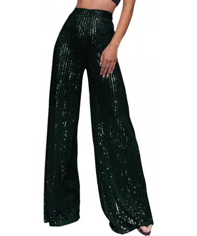 Sequin Pants Women,Women's Sparkle Sequin Wide Leg Pants Loose High Waist Shiny Party Clubwear Bling Glitter Trousers Y1-gree...