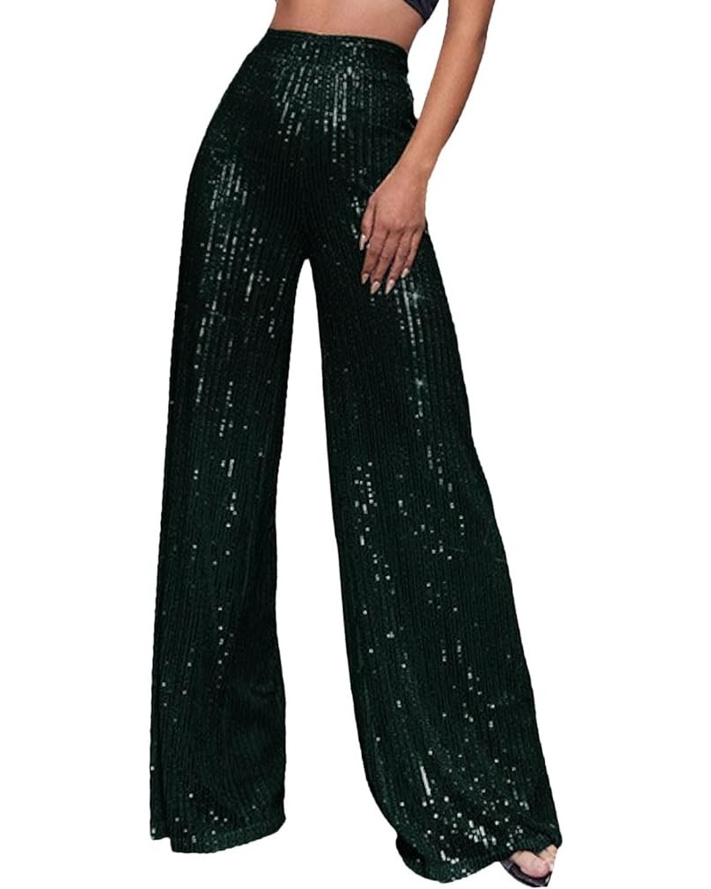 Sequin Pants Women,Women's Sparkle Sequin Wide Leg Pants Loose High Waist Shiny Party Clubwear Bling Glitter Trousers Y1-gree...