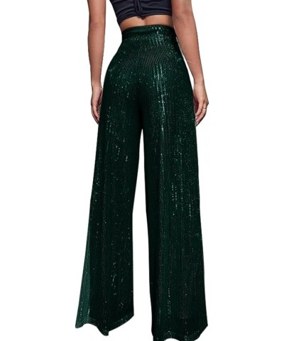 Sequin Pants Women,Women's Sparkle Sequin Wide Leg Pants Loose High Waist Shiny Party Clubwear Bling Glitter Trousers Y1-gree...