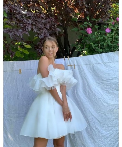 Off Shoulder Organza Short Prom Dresses Ruffles Puffy Homecoming Dresses A-line Evening Wedding Party Gowns for Women Sage $3...