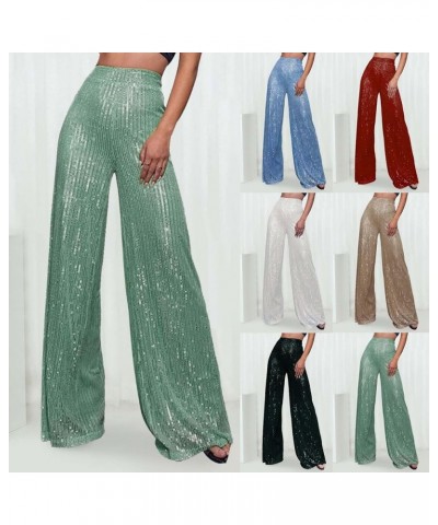 Sequin Pants Women,Women's Sparkle Sequin Wide Leg Pants Loose High Waist Shiny Party Clubwear Bling Glitter Trousers Y1-gree...