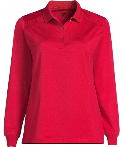 Womens Uniform Long Sleeve Rapid Dry Polo Shirt Red $23.79 Shirts