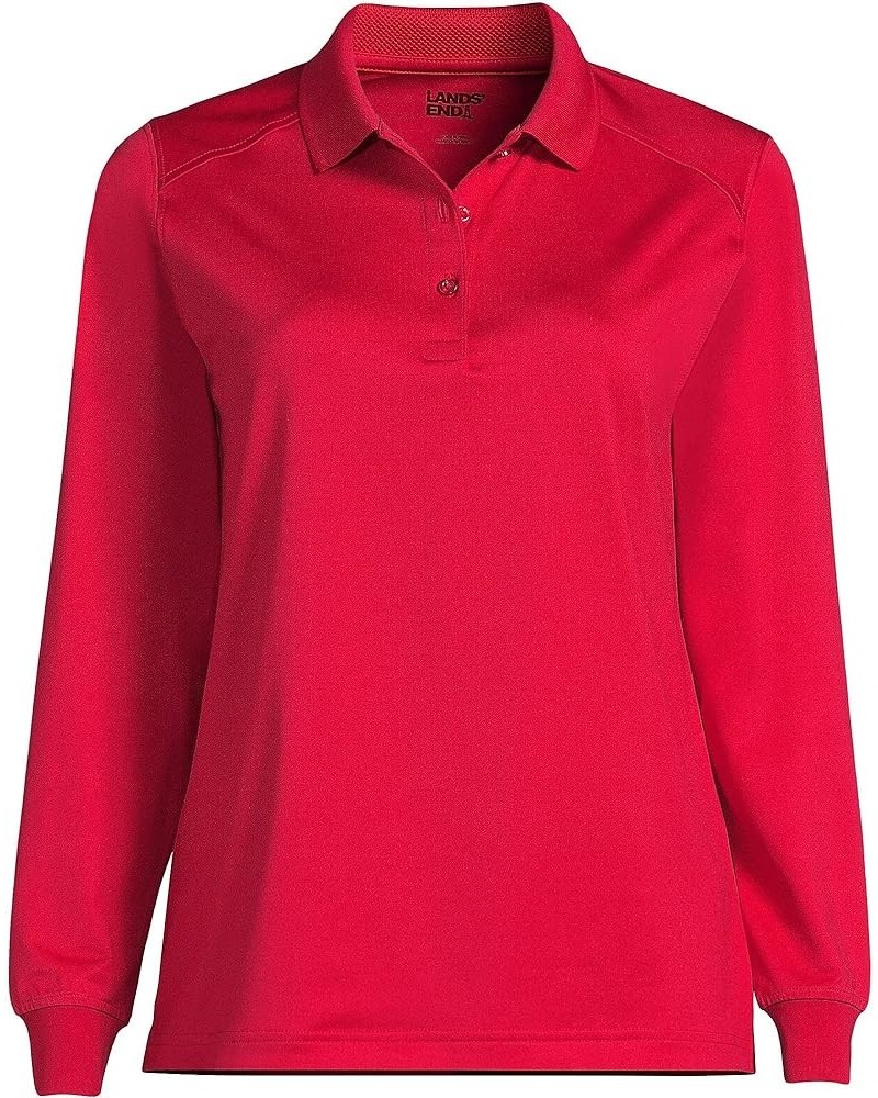 Womens Uniform Long Sleeve Rapid Dry Polo Shirt Red $23.79 Shirts