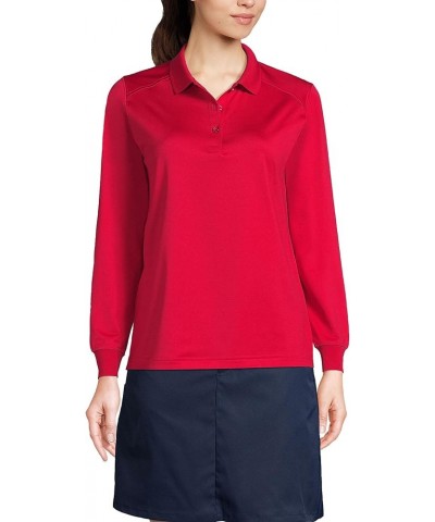 Womens Uniform Long Sleeve Rapid Dry Polo Shirt Red $23.79 Shirts