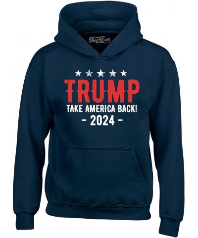 Trump Take America Back 2024 Presidential Campaign Hoodie Sweatshirts Navy $18.63 Activewear