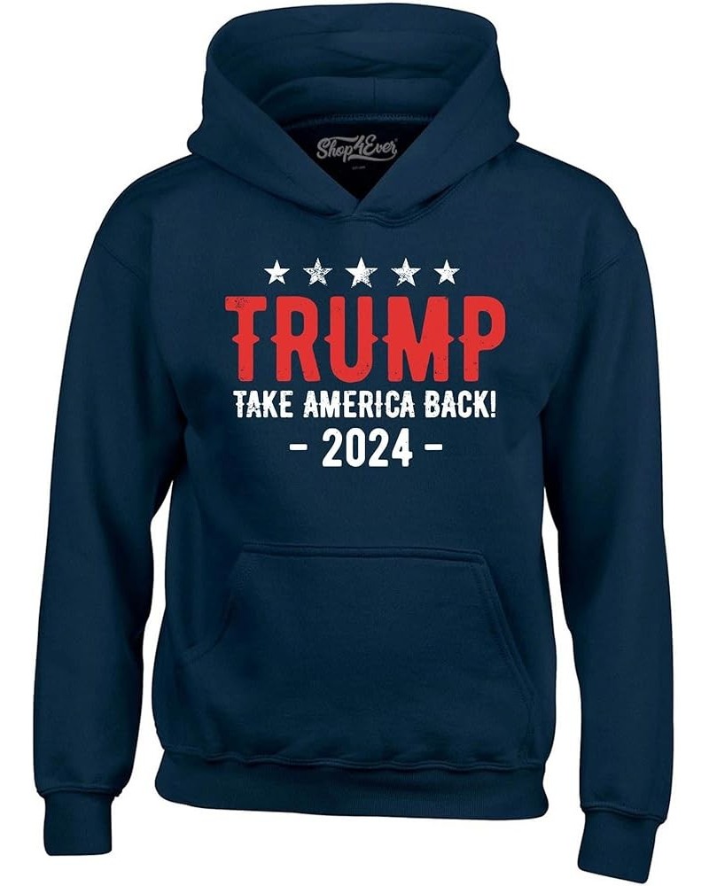 Trump Take America Back 2024 Presidential Campaign Hoodie Sweatshirts Navy $18.63 Activewear