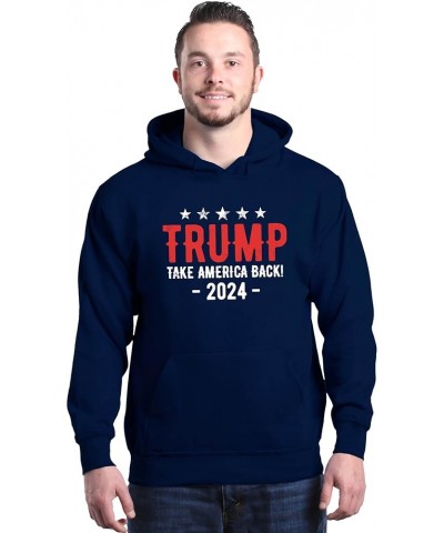 Trump Take America Back 2024 Presidential Campaign Hoodie Sweatshirts Navy $18.63 Activewear