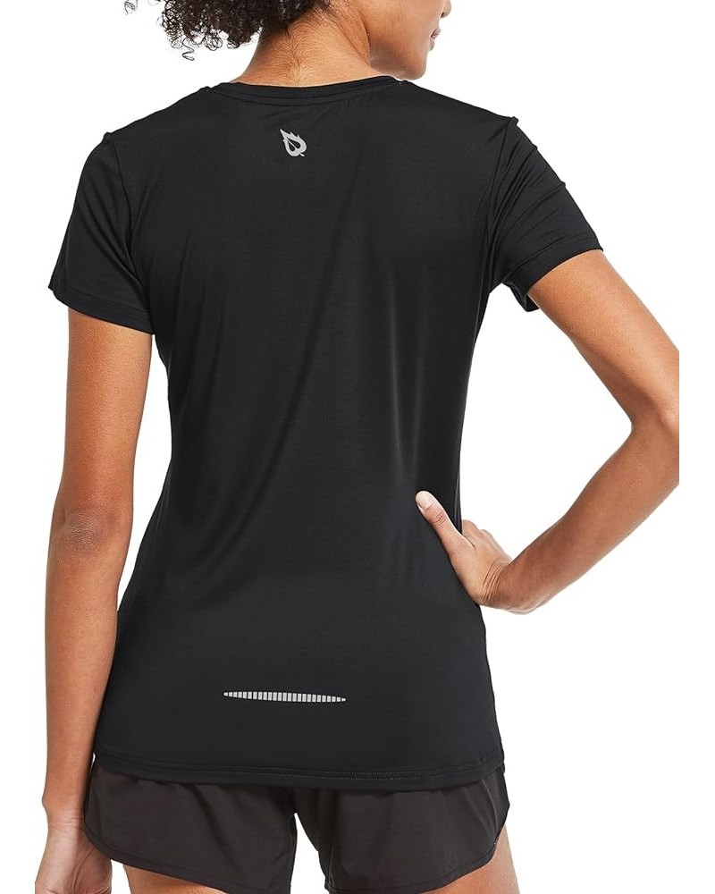 Women's Short Sleeve Running Workout Shirts Athletic Tops Lightweight Quick Dry Training Yoga Crewneck Black $16.23 Activewear