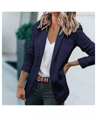 Blazer Jackets for Women Fashion Women's 3/4 Ruched Sleeve Lightweight Work Office Blazer Jacket Plus Size Coats Navy $11.80 ...