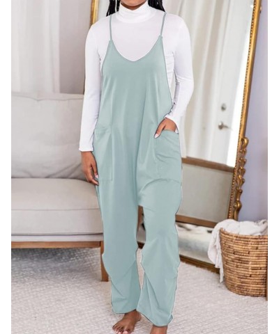 Womens Casual Sleeveless Jumpsuits Spaghetti Strap Harem Leg Romper Pants with Pockets Blue Green $12.79 Overalls