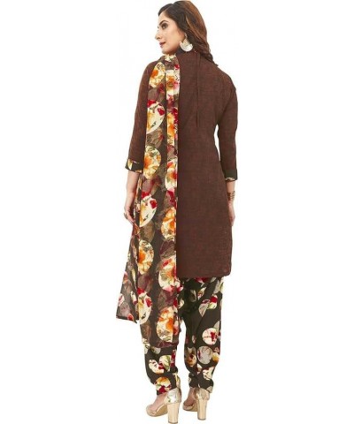 Indian Pakistani Panjabi Style Crepe Fabric Regular Wear Patiala Salwar Suit with Multi Colour Dupatta for Women Brown218 $24...