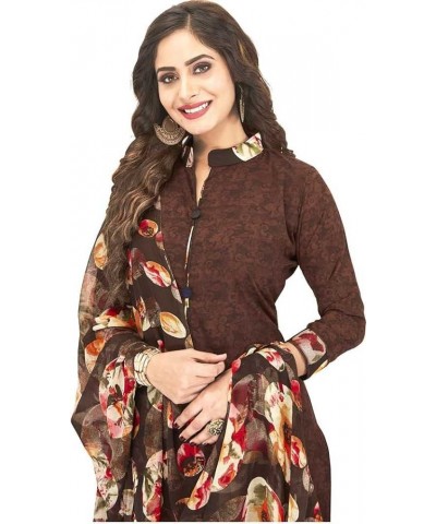 Indian Pakistani Panjabi Style Crepe Fabric Regular Wear Patiala Salwar Suit with Multi Colour Dupatta for Women Brown218 $24...