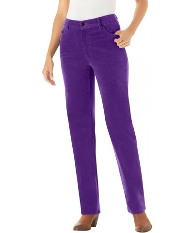 Women's Plus Size Corduroy Straight Leg Stretch Pant Radiant Purple $30.46 Pants